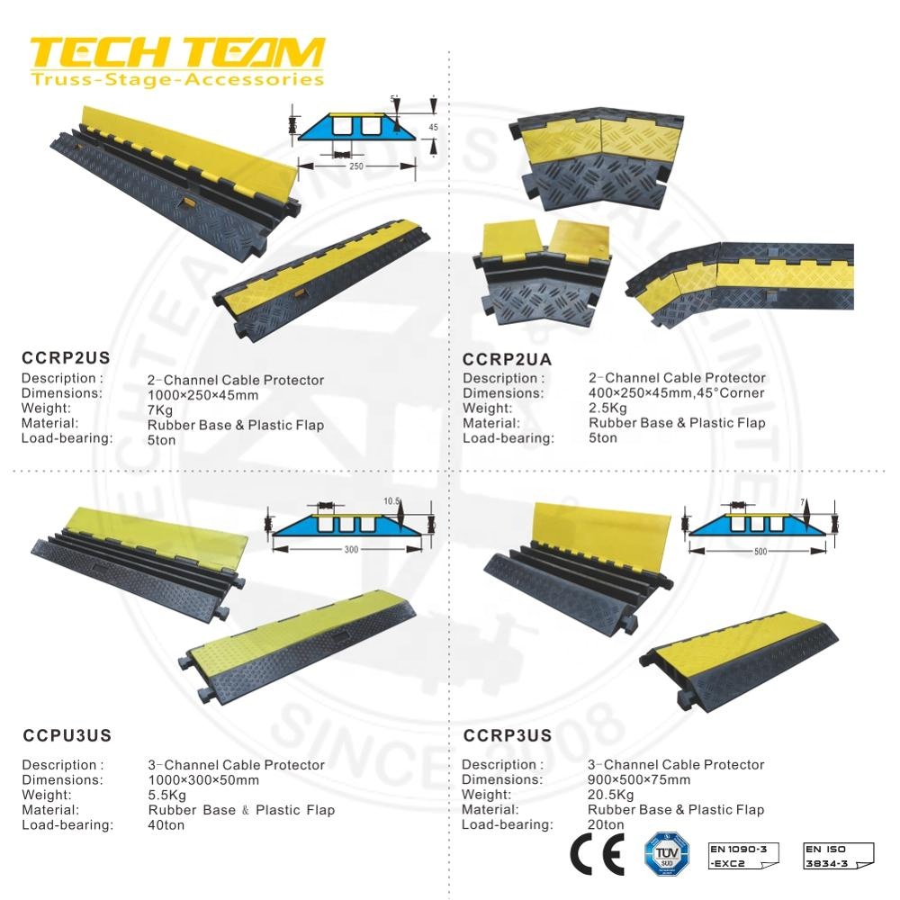 Heavy duty 3 канала резиновый пол кабель Протектор Рампы