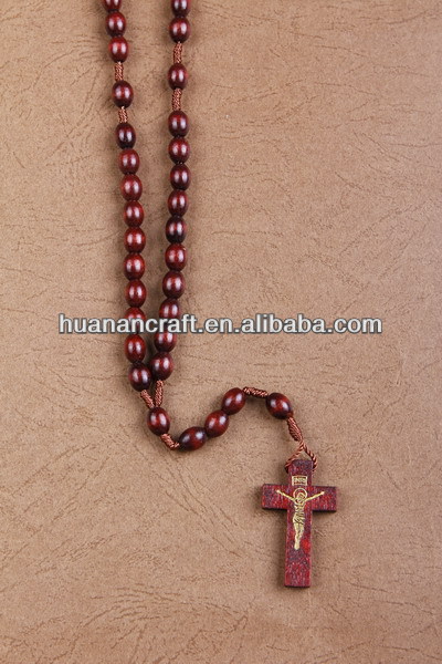 HUANAN санкт древесины религиозные дерево католическая neckalce с крестом