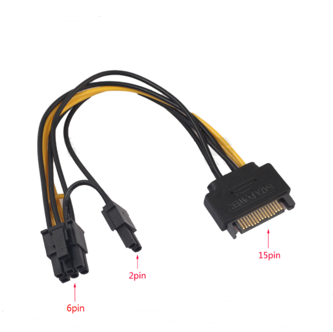 15-Pin SATA мужчина к 8-контактный (6 + 2 Pin) PCI-Express женский видеокарта кабель адаптера питания (20 см)