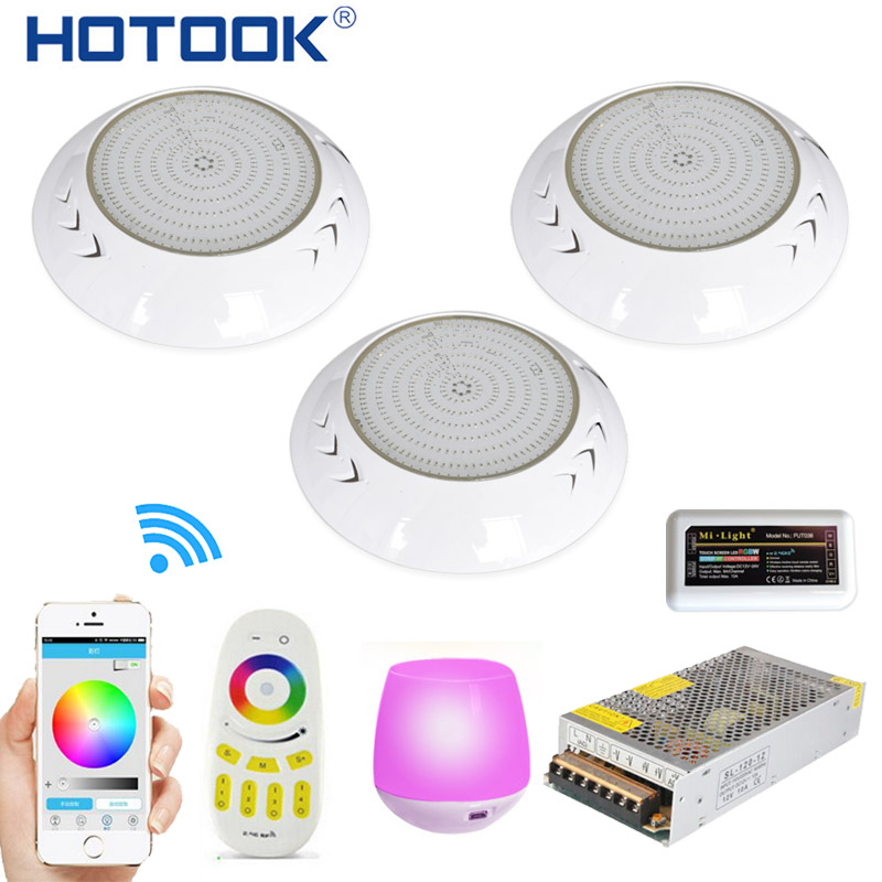 Подводные светильники hotake, 2,4 г, комплект, заполненные смолой, RGB, Wi-Fi управление, светодиодные фонари для бассейна