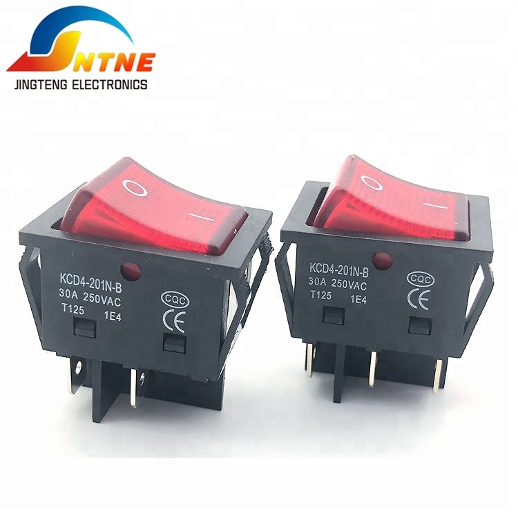 Красный переключатель ВКЛ-ВЫКЛ 4P/6P- 30A 250V T125-KCD4-201N-B-с неоновым звездным свечением лампа внутри освещенные перекидной переключатель кнопки