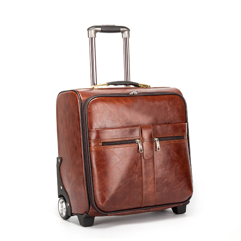 Hotsale Lightweight PU Leather 18 Inch Trolley Luggage case for Airplane Travel