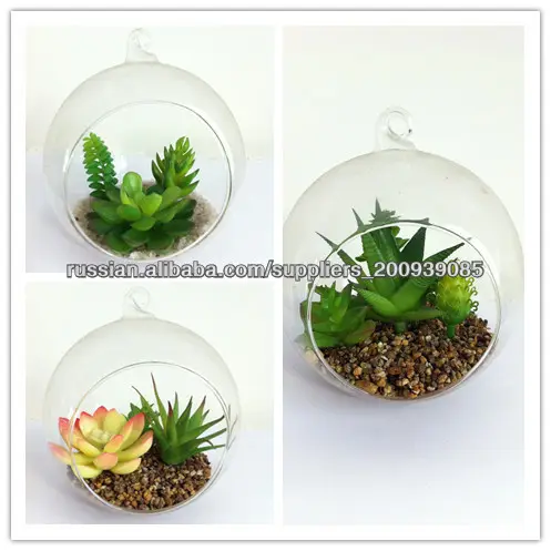 2014 Hot mini real touch artificial plant bonsai with glass pot for decor