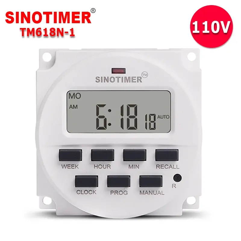 1.6 inch LCD Big Display Timer 110V AC 120 Volt 7 Days Programmable Time Switch with Time Relay Inside Circuit Control