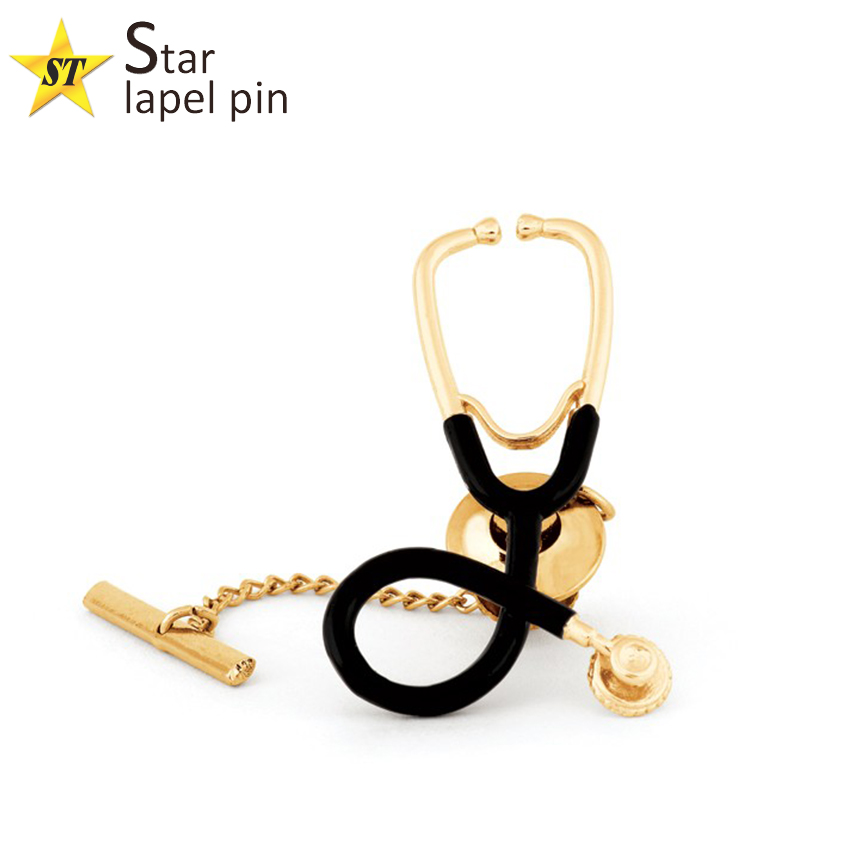 High quality custom funny stethoscope metal tie tack