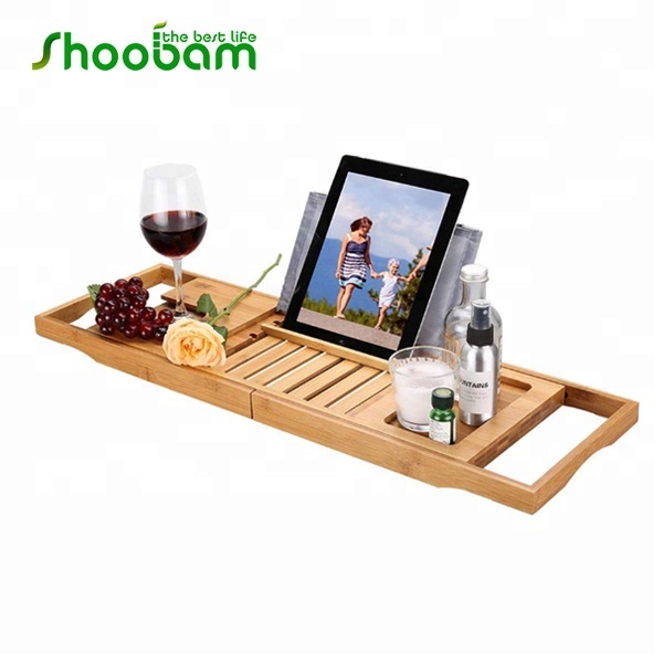 Простая бамбуковая Ванна Caddy Bridge с книжным держателем