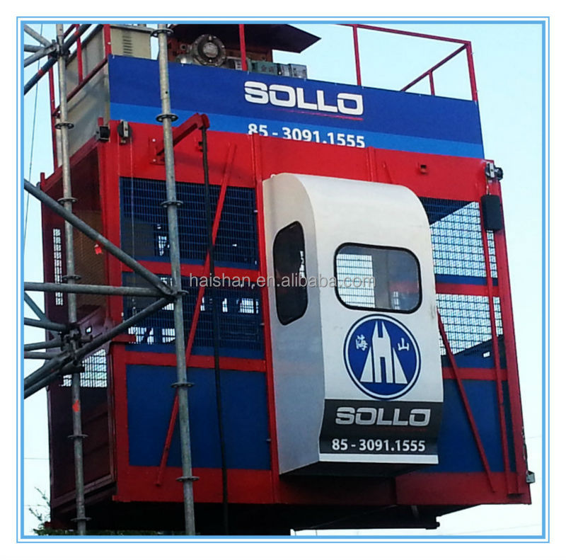 SC 200/200 -2ton стойка-и-Шестерня трёхприводной двухклеточный строительный подъемник