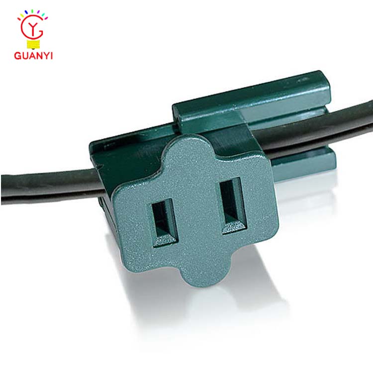 UL In Line Plastic Female Slide zip Plug SPT-1/SPT-2 Female Sockets Green for C7 C9