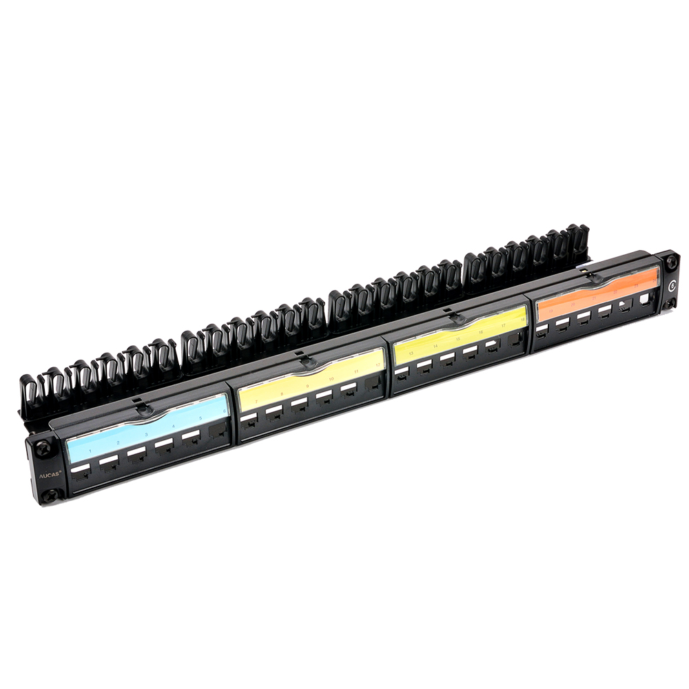 Aucas Cat6 инструмент бесплатно 24 порта 1U неэкранированная UTP RJ45 сетевая коммутационная панель