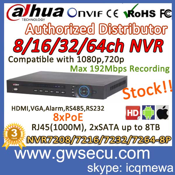 dahua 16ch сетевой видеорегистратор со 8ch poe сети цифровой видеорегистратор nvr7216-8p в реальном времени 1080p onvif сетевой