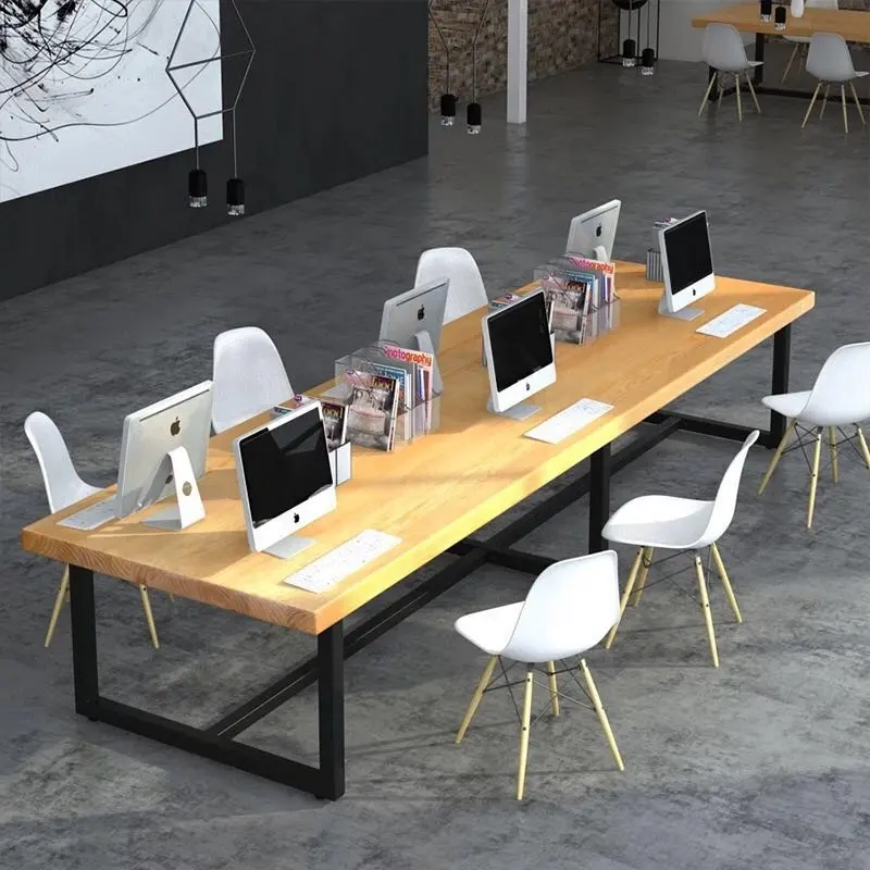 Industrial Loft Style 10 Seats Large Solid Wood Table For Office Furniture Custom Order Office Desk For Staff And Coworkers Nord