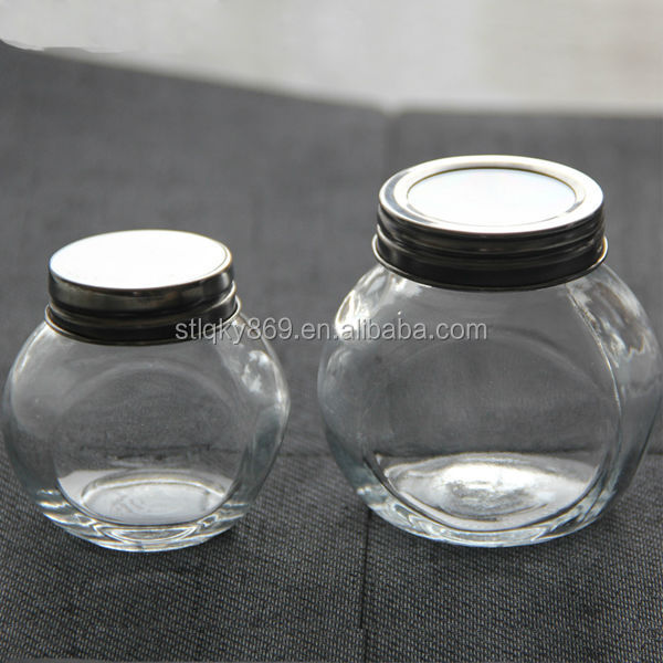 machine made high quality 130ml glass round sugar pot clear glass cooking pot candy jar wholesale