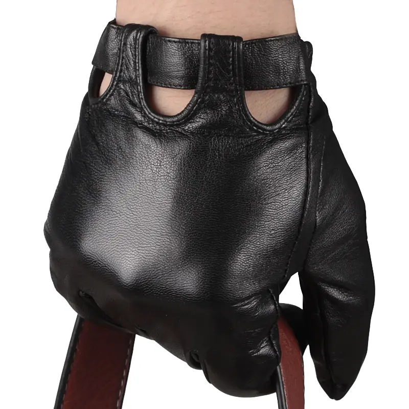 Fashion texting thin cowhide leather motorcycle gloves mens