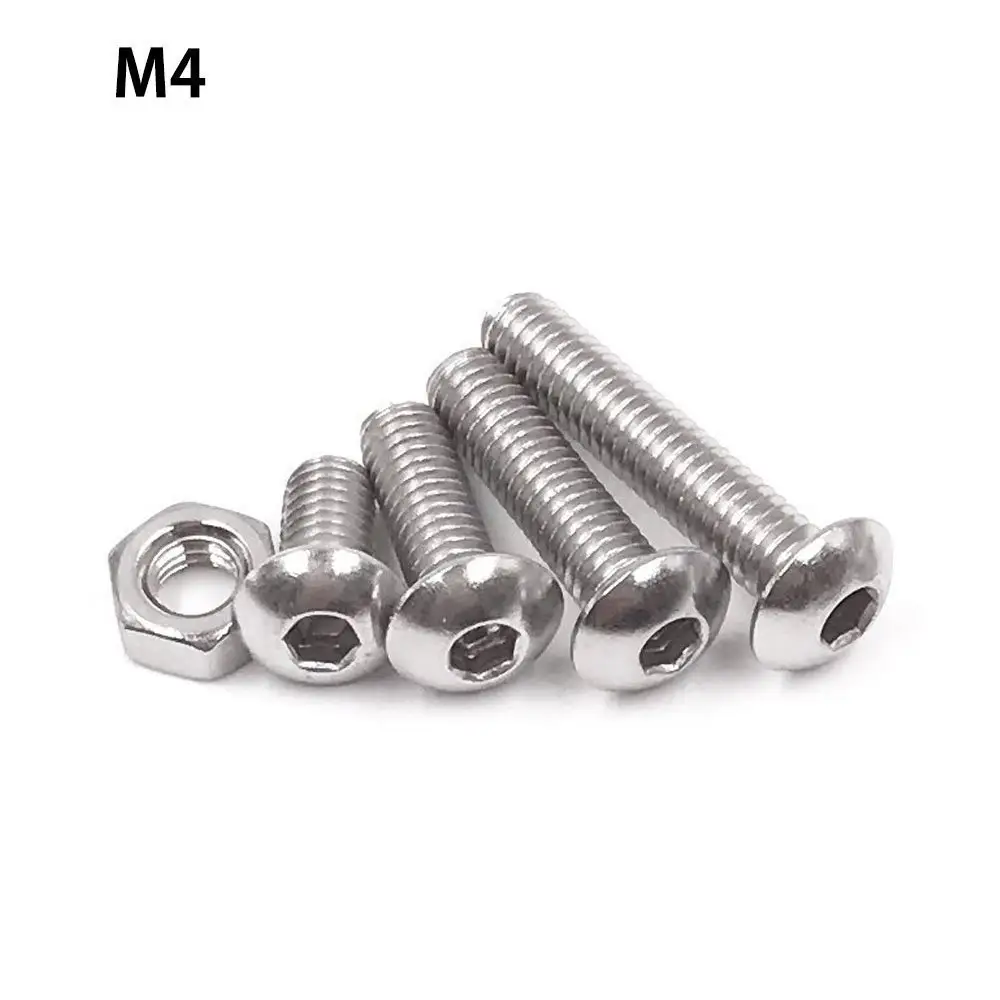 Machine Screw and Nut Kit 500 Pcs M3 M4 M5 Stainless Steel Button Head Hex Socket Head Cap Bolts