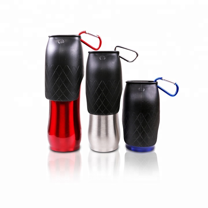 Пищевой BPA бесплатно нержавеющая сталь портативный собака бутылка для воды с карабином, собака путешествия подачи воды для бутылок