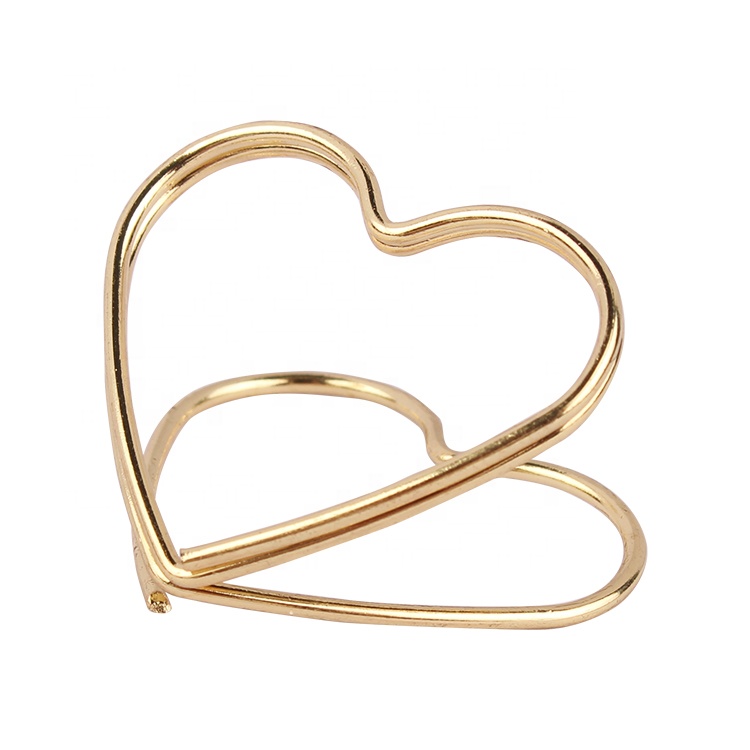 Rose gold and gold heart shape metal memo clip holder