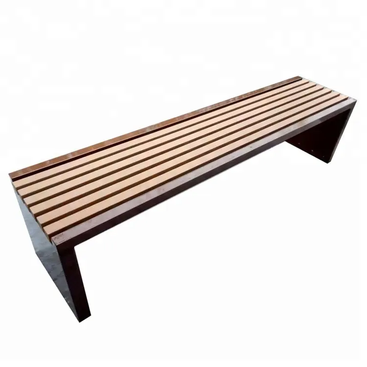 Backless iron and recycled plastic wood changing room bench