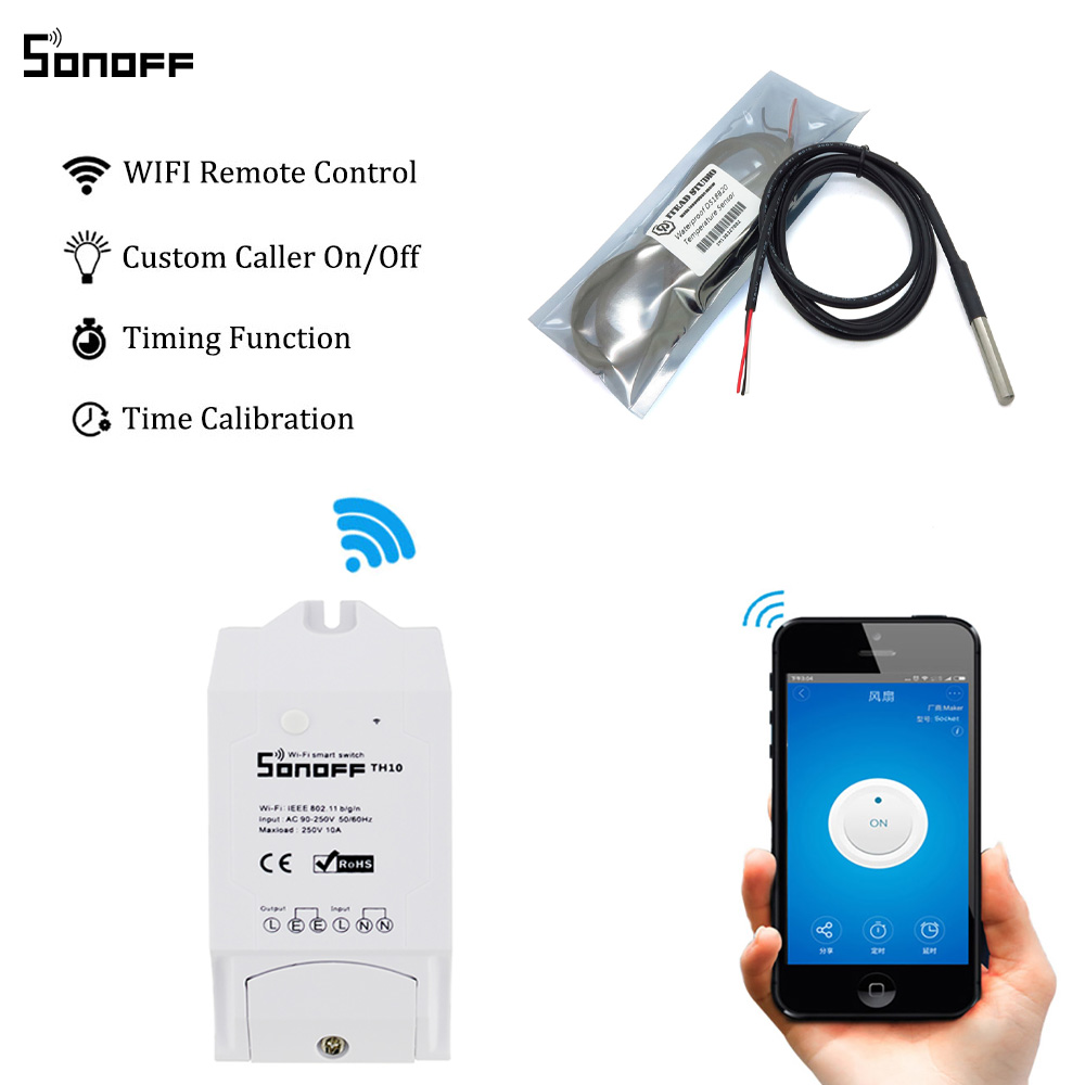 Черная пятница Sonoff TH16 + ds18b20 беспроводной пульт дистанционного управления Переключатель монитора в реальном времени беспроводной
