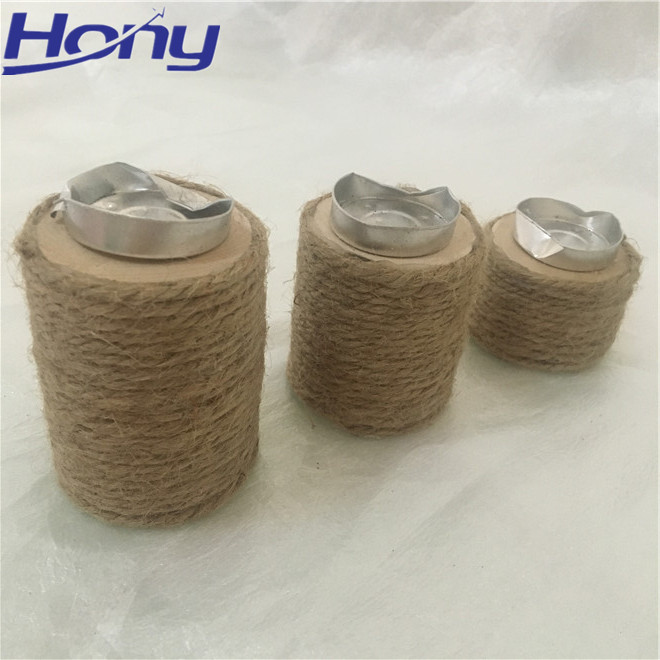 Shabby Chic Wooden Single Candle Holder Tea Light Holder for Wedding Centrepiece Wood Pillar Candle Holder Wrapped with JuteRope