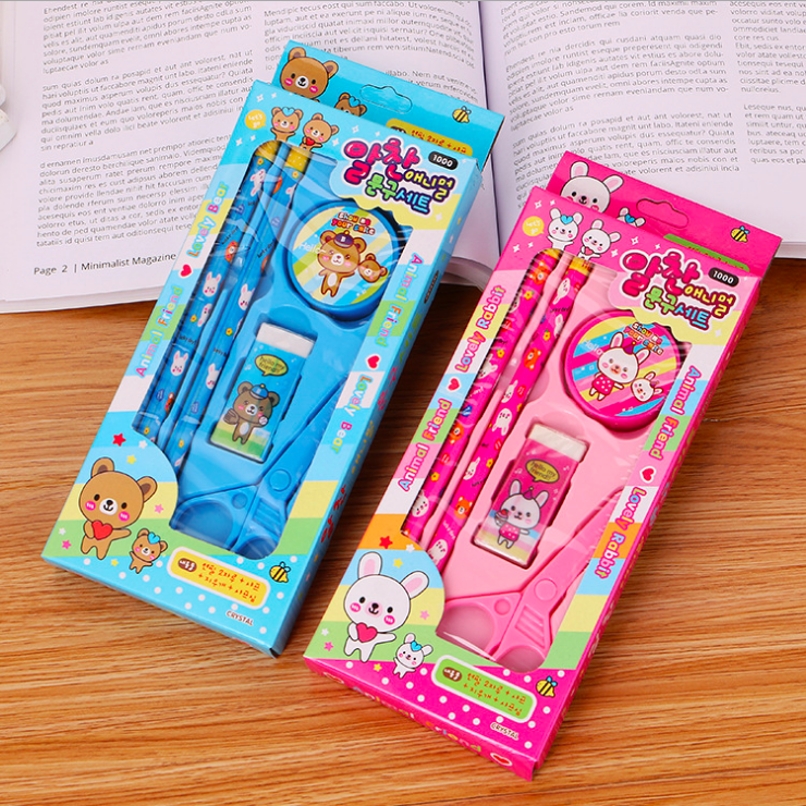 China School Stationery Items List with Price Photo Cartoon Cute Kids Stationery Set Back to School Kawaii School Supplies Set