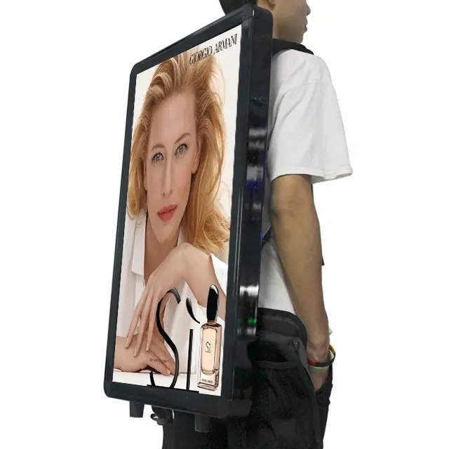 18.5 Inch Takeaway Backpack Billboard Advertising Walking Billboard Android LCD Screen Digital Signage Outdoor
