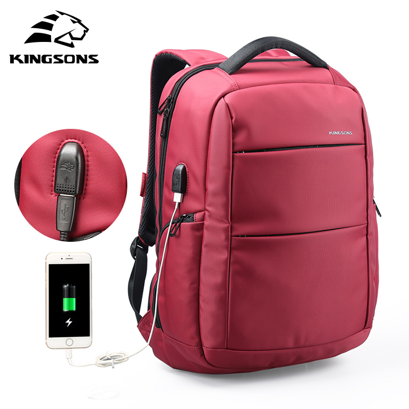 Рюкзак Kingsons с внешней зарядкой USB, школьный рюкзак для ноутбука, сумка для ноутбука для мальчиков и девочек
