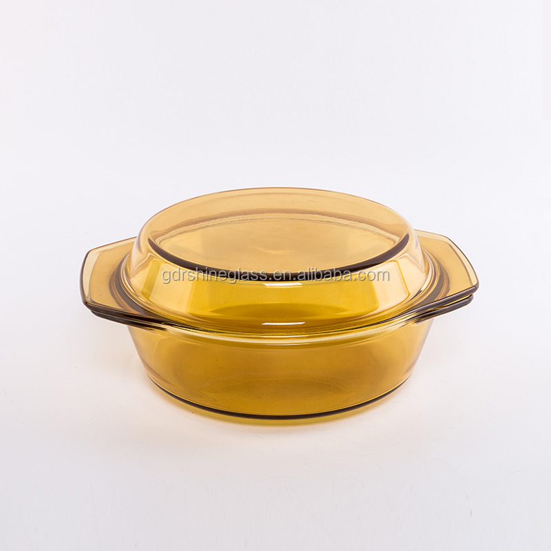 Жаропрочные поставщик распыленный цвет pyrex круглый стеклянный кастрюля стеклянная чаша с крышкой/стекло выпечки блюдо