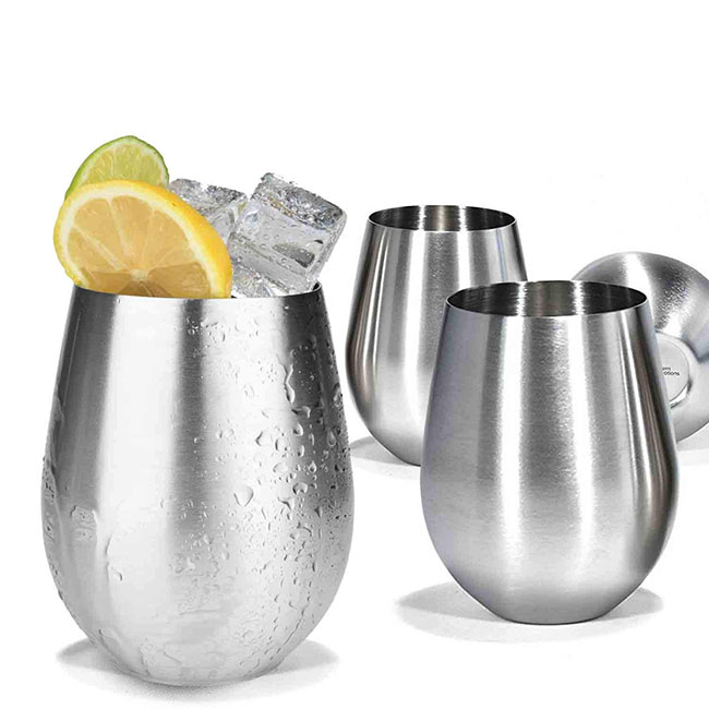 Пользовательские логотип 18 унц. Нержавеющая сталь Stemless бокалы для вина Unbreakable открытый чашки