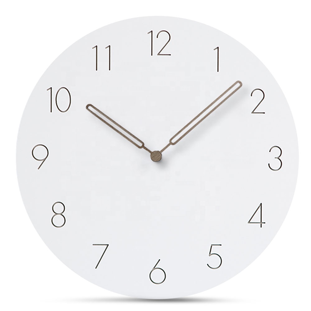Preciser European Nordic MDF Round Wooden Wall Clocks Living Room