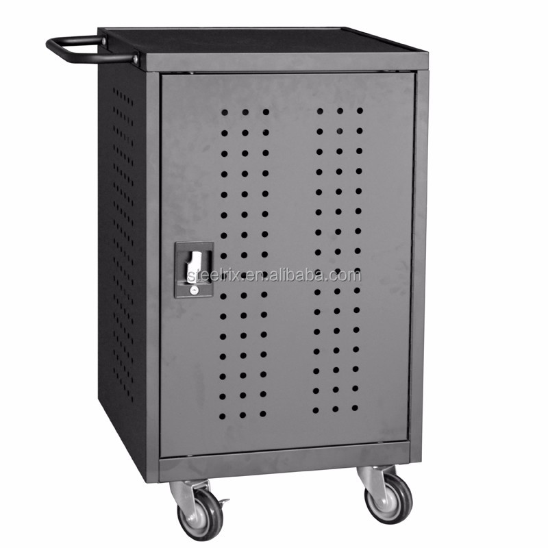 30 Port ac charging and storage cart for tablet black and grey