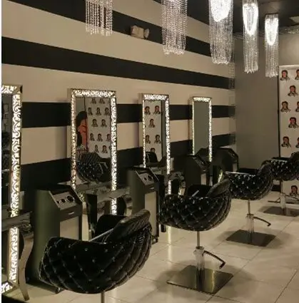 barber shop furniture styling salon mirror station