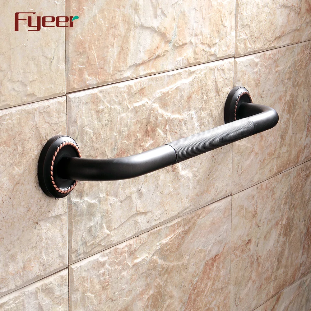 Fyeer Black Series Bathroom Accessory Brass Antislip Safety Grab Bars