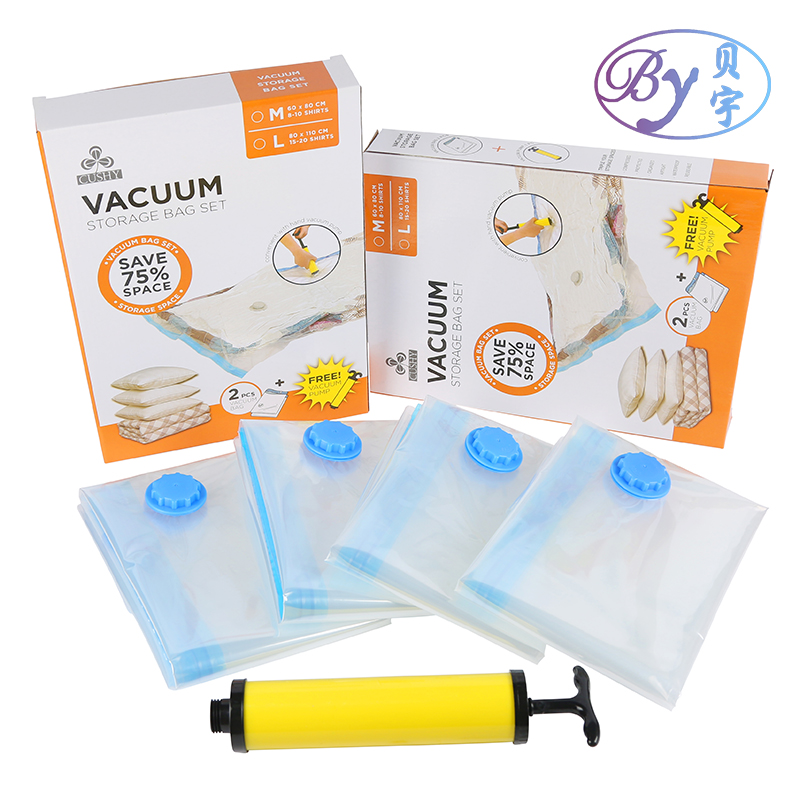 Вакуумный ручной насос Beautiflly Design PET + PE, вакуумный упаковочный пакет для постельных принадлежностей и одежды, экономия на 75% больше места для хранения