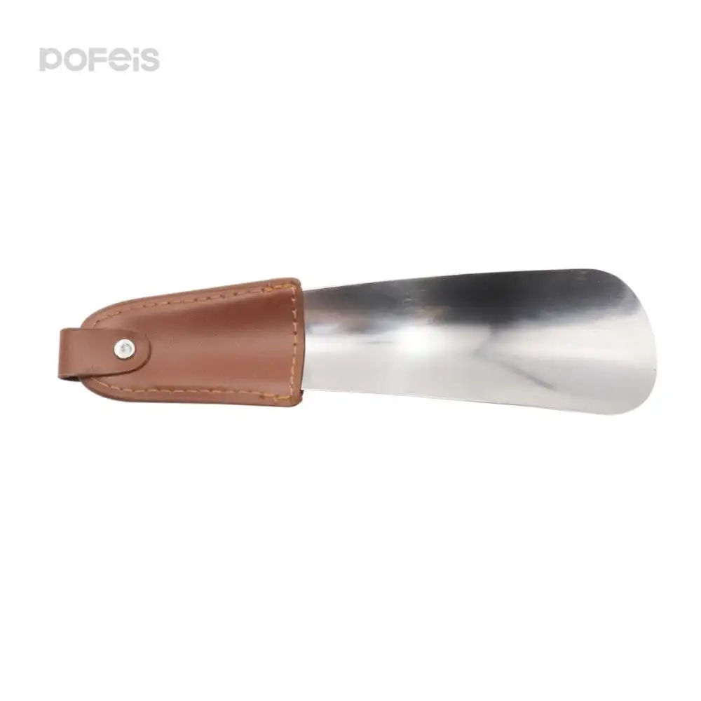 Пользовательские логотип маленький башмак Рог мини короткие shoehorn металлический башмак рог с кожаной крышкой ручка