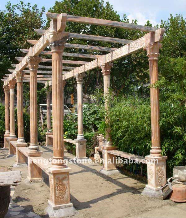 Красные мраморные перголы с 12 колоннами