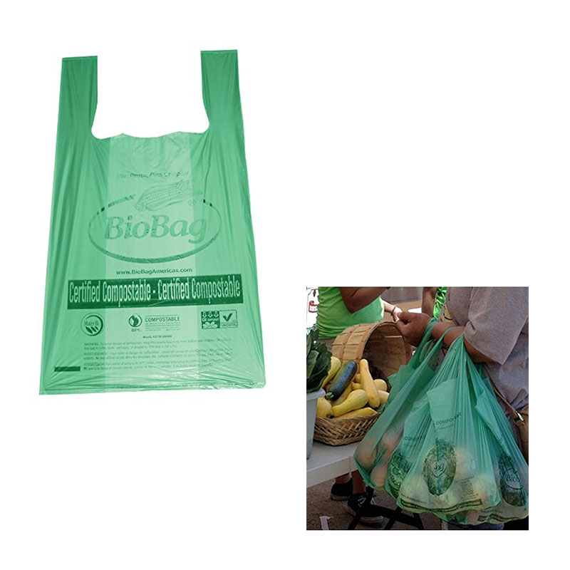 100% Biodegradable Compostable Grocery Shopping bag T-Shirt Bag for Take Out