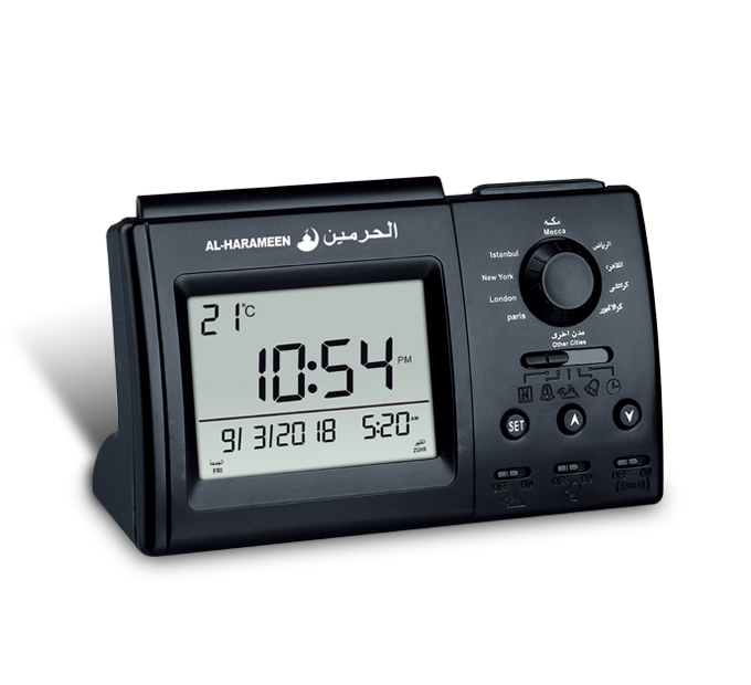 Автоматические цифровые чёрные молитвенные часы Azan ha-3006
