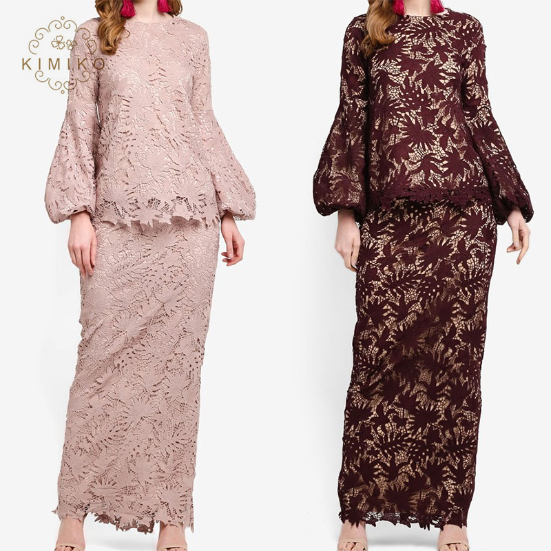 Модные кружевные пышные рукава Baju Kurung, Малайзия