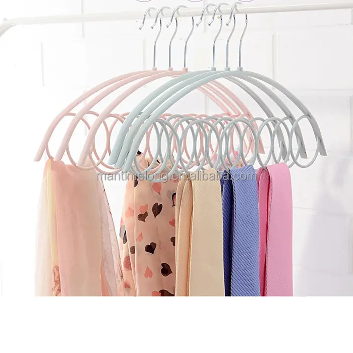 5 rings scarf racks wardrobe shelves plastic hanger scarves tie collar creative hanger