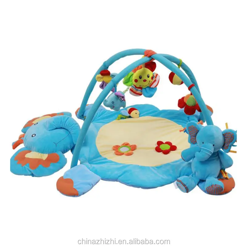 best selling toys crawling kick baby shower gifts musical blue elephant plush fabric eco-friendly kids baby play mat gym