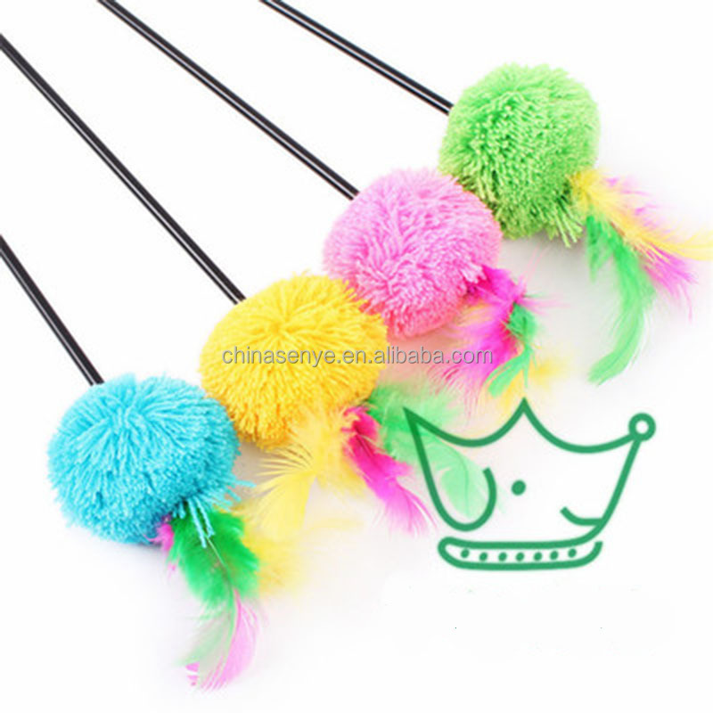 New cute candy ribbons feathers small puffs tease sticks