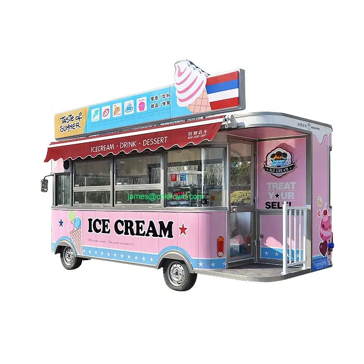 Mobile Electric Ice Cream Truck for Sale Street Kitchen Food Cart support Customization