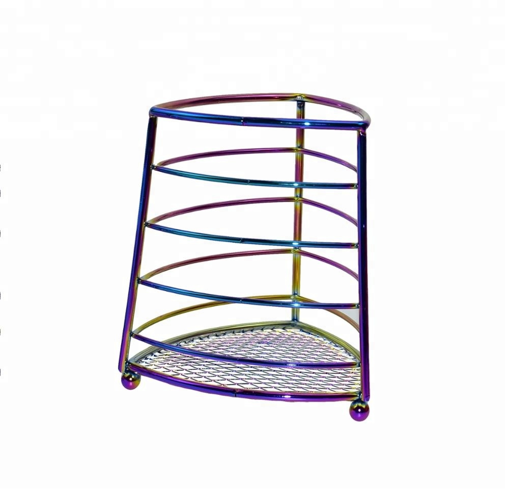 New design triangle shape wire metal colorful cutlery holder for table