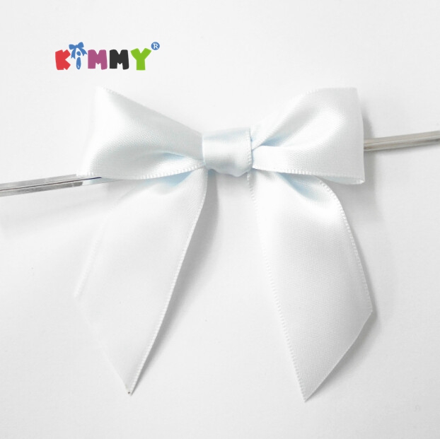 White 3.5 Inch Pre-tied Satin Gift Bows - Buy 3.5" Bows With Twist Ties