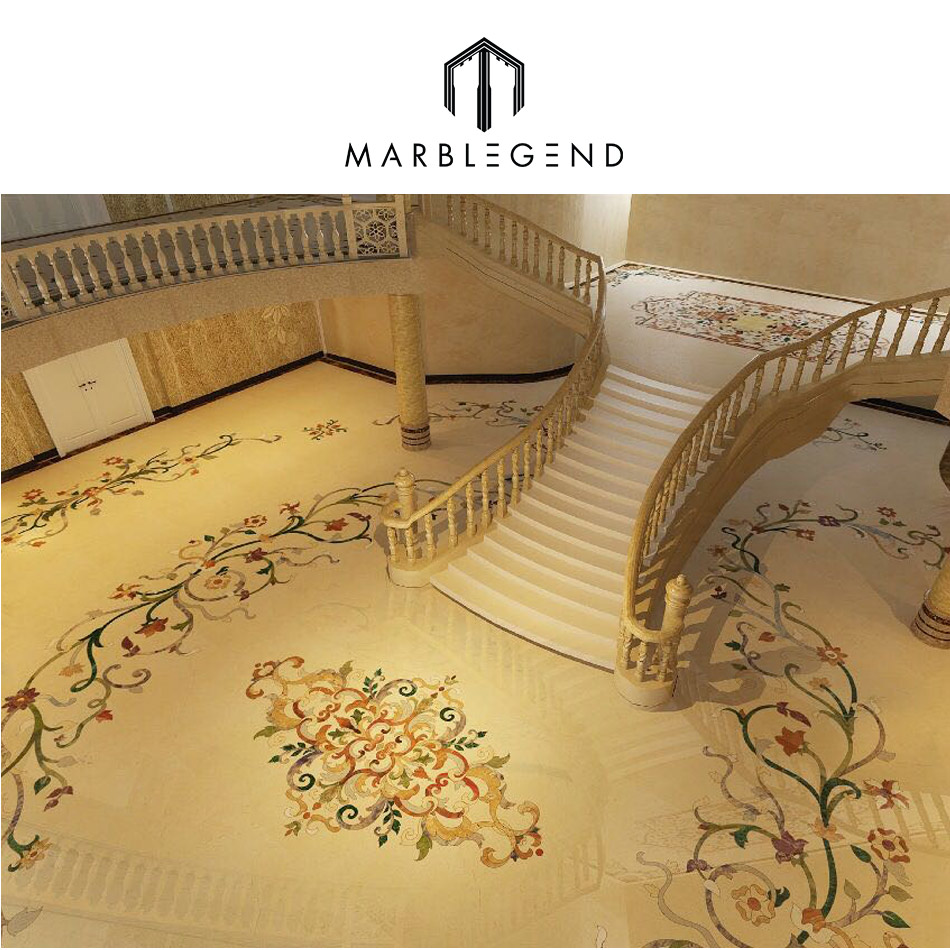 Передняя лестница crema marfil база Мраморный роскошный пол медалионы