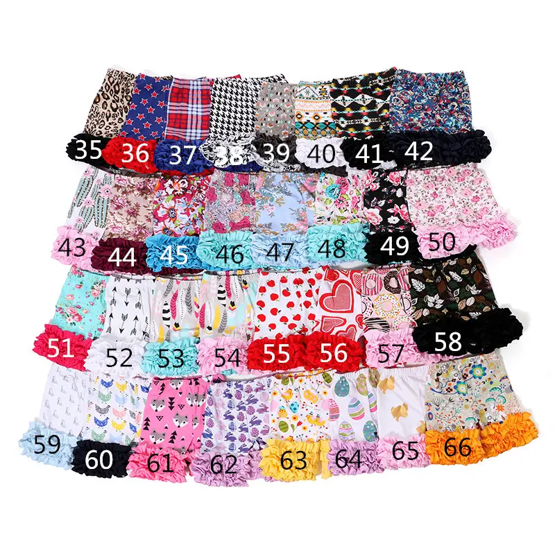 Yiwu Factory OEM Baby Girl Clothes Icing Shorts Kids Children Stripe Cotton Girls Ruffle Shorts
