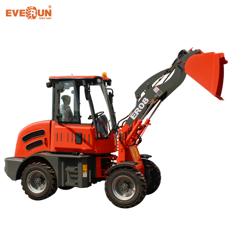 EVERUN ER08 китайский садовый сельскохозяйственный 800 кг мини-погрузчик с лопатой со стандартным ведром