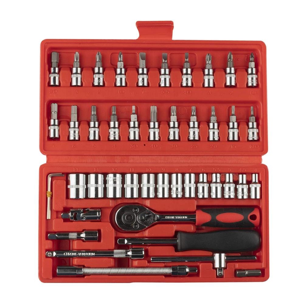 high precision Easy to install 1/4" Drive Hex Socket Wrench Set 46pcs Drive Sockets Set