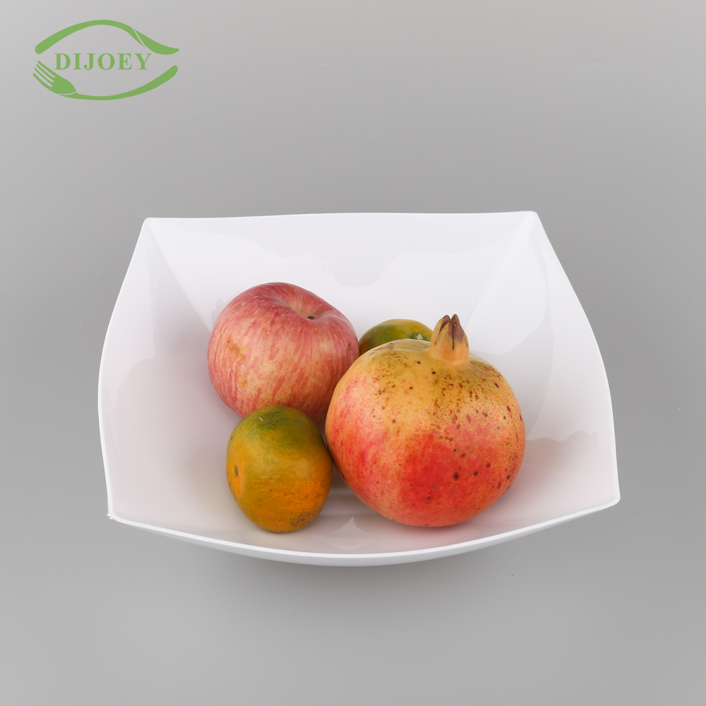 Hot sale wholesale ps square white disposable plastic fruit bowl
