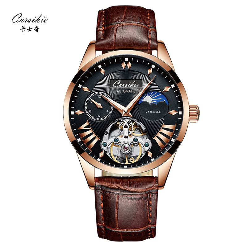 Relogio Masculino мужские часы автоматические механические Tourbillon кожаный Хронограф Мужские наручные часы